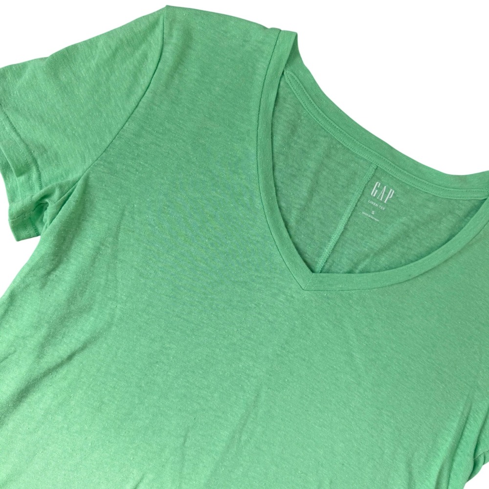 GAP Linen‎ Tee- Womens Short Sleeve V-Neck Size Small- Minimalist Capsule Staple